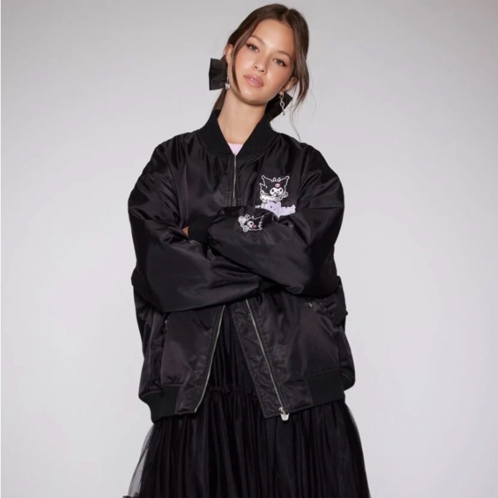 FOREVER 21 KUROMI PATCH BOMBER JACKET - S